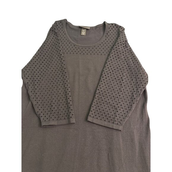 Lane Bryant Black Plus Size 22/24 Eyelet Sleeve Knit Dress Nylon Rayon Blend - Picture 4 of 5